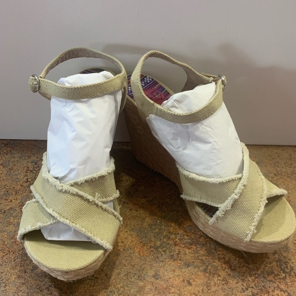 K9 by Rocket Dog Espadrille Wedge Sandals Tweed Canvas Ankle Strap 9.5 New - Picture 5 of 14